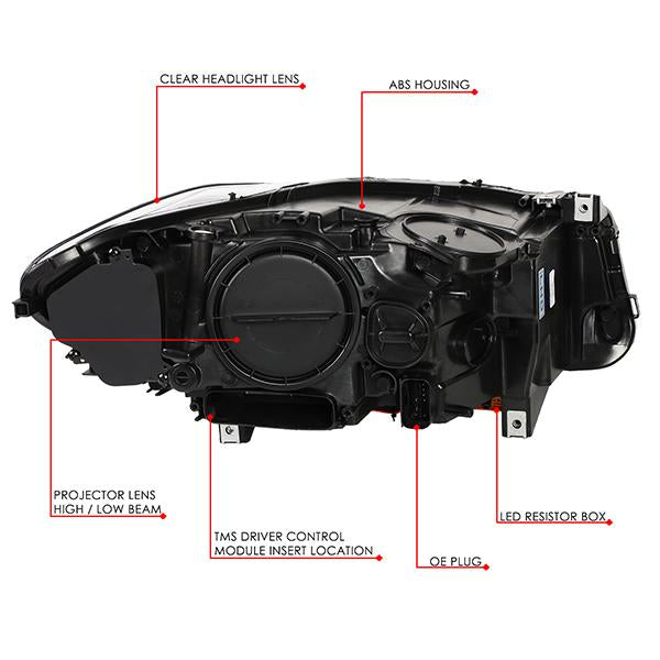 LED DRL U-Halo Sequential Projector Headlights<br>11-13 BMW 528i 535i 550i / xDrive