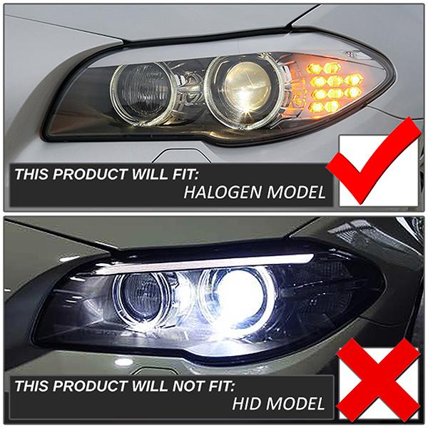 LED DRL U-Halo Sequential Projector Headlights<br>11-13 BMW 528i 535i 550i / xDrive