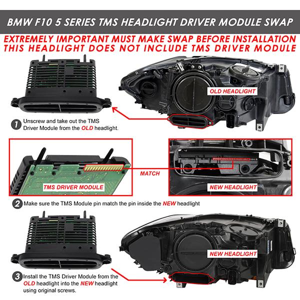 LED DRL U-Halo Sequential Projector Headlights<br>11-13 BMW 528i 535i 550i / xDrive