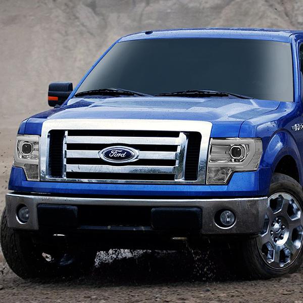 LED DRL Projector Headlights<br>09-14 Ford F-150