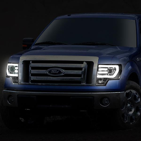 LED DRL Projector Headlights<br>09-14 Ford F-150