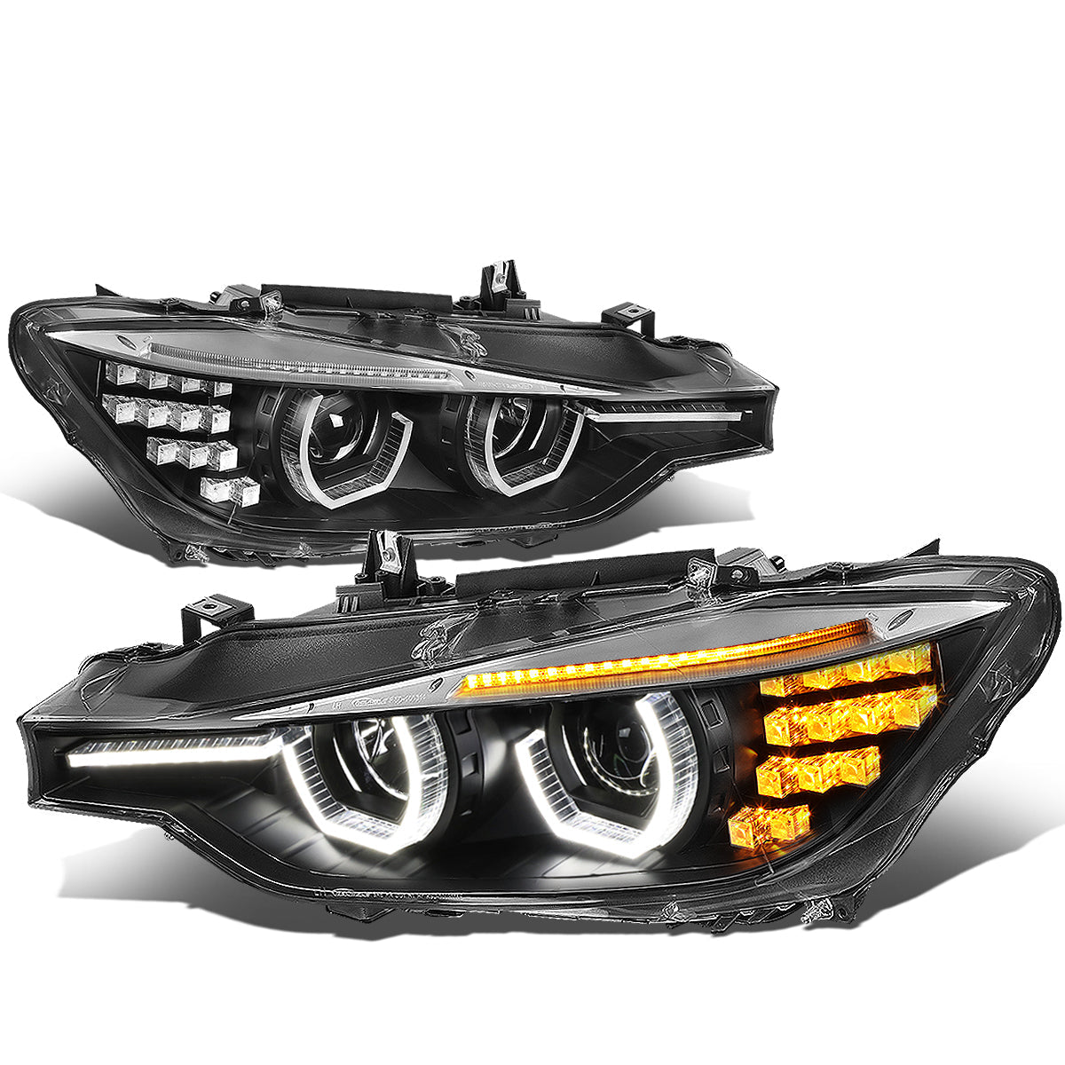 LED DRL U-Halo Projector Headlights<br>12-16 BMW 320i 328i / xDrive, 2016 340i / xDrive