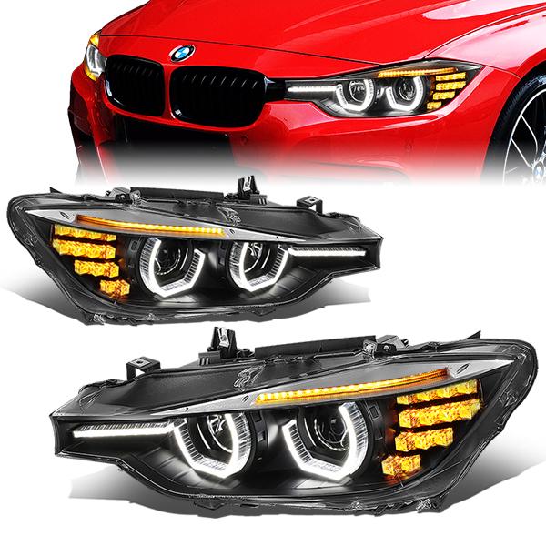 LED DRL U-Halo Projector Headlights<br>12-16 BMW 320i 328i / xDrive, 2016 340i / xDrive