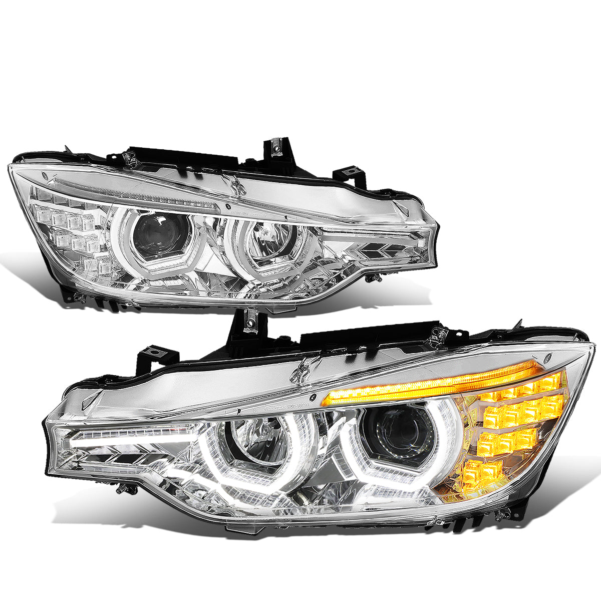 LED DRL U-Halo Projector Headlights<br>12-16 BMW 320i 328i / xDrive, 2016 340i / xDrive