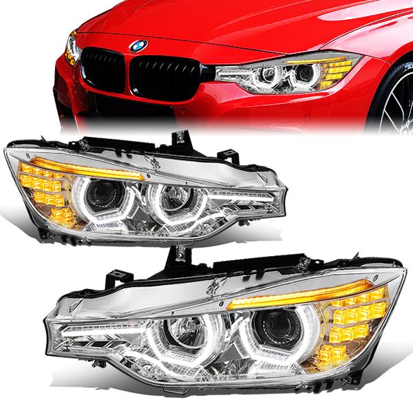 LED DRL U-Halo Projector Headlights<br>12-16 BMW 320i 328i / xDrive, 2016 340i / xDrive