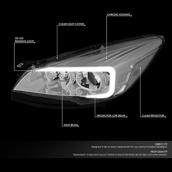 LED DRL Projector Headlights<br>13-16 Ford Escape