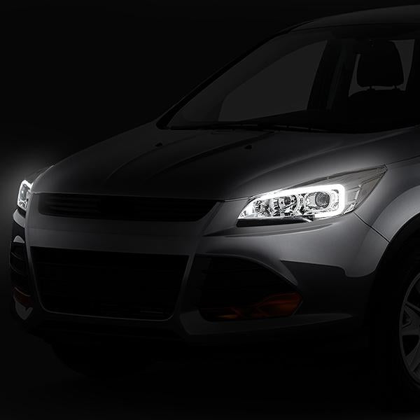 LED DRL Projector Headlights<br>13-16 Ford Escape