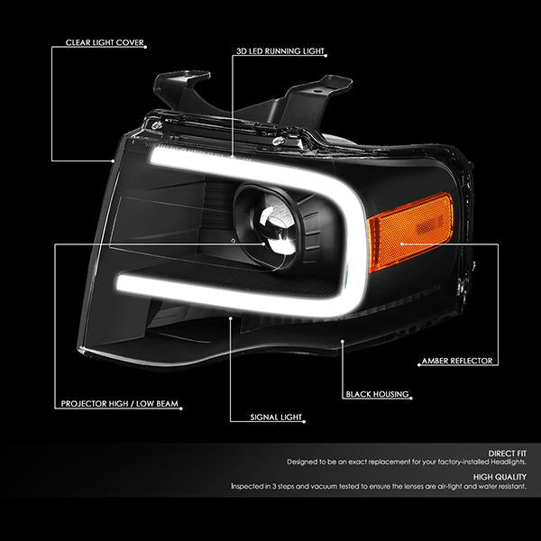 LED DRL Projector Headlights<br>07-14 Ford Expedition