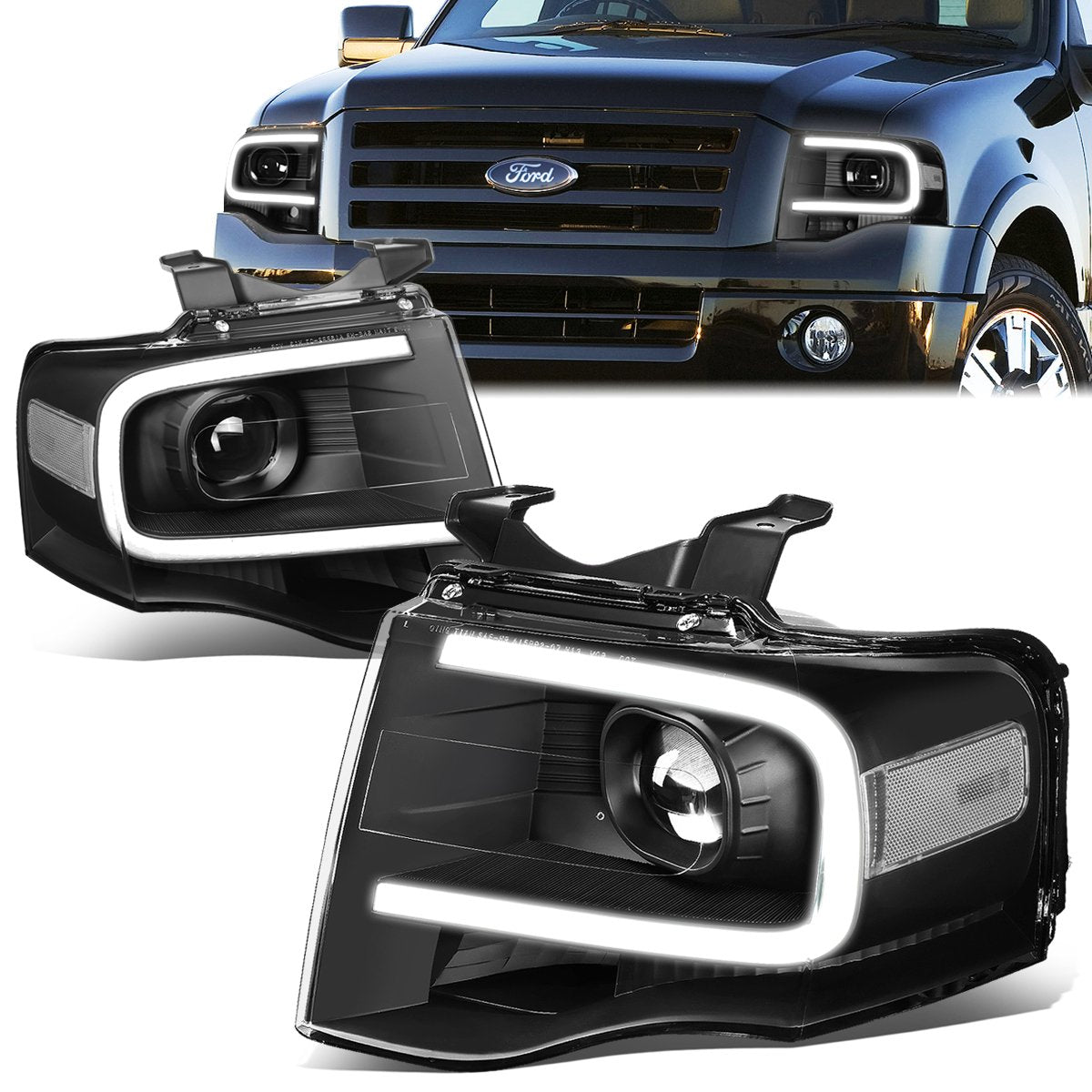 LED DRL Projector Headlights<br>07-14 Ford Expedition