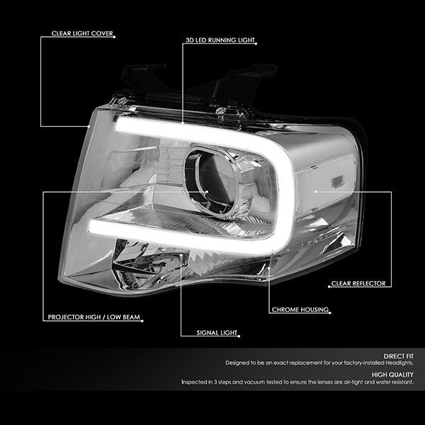 LED DRL Projector Headlights<br>07-14 Ford Expedition