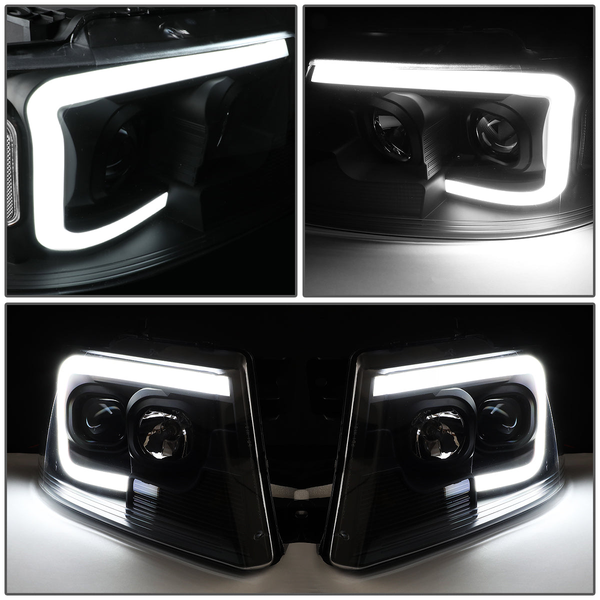 LED DRL Projector Headlights<br>04-08 Ford F-150, 06-08 Lincoln Mark LT