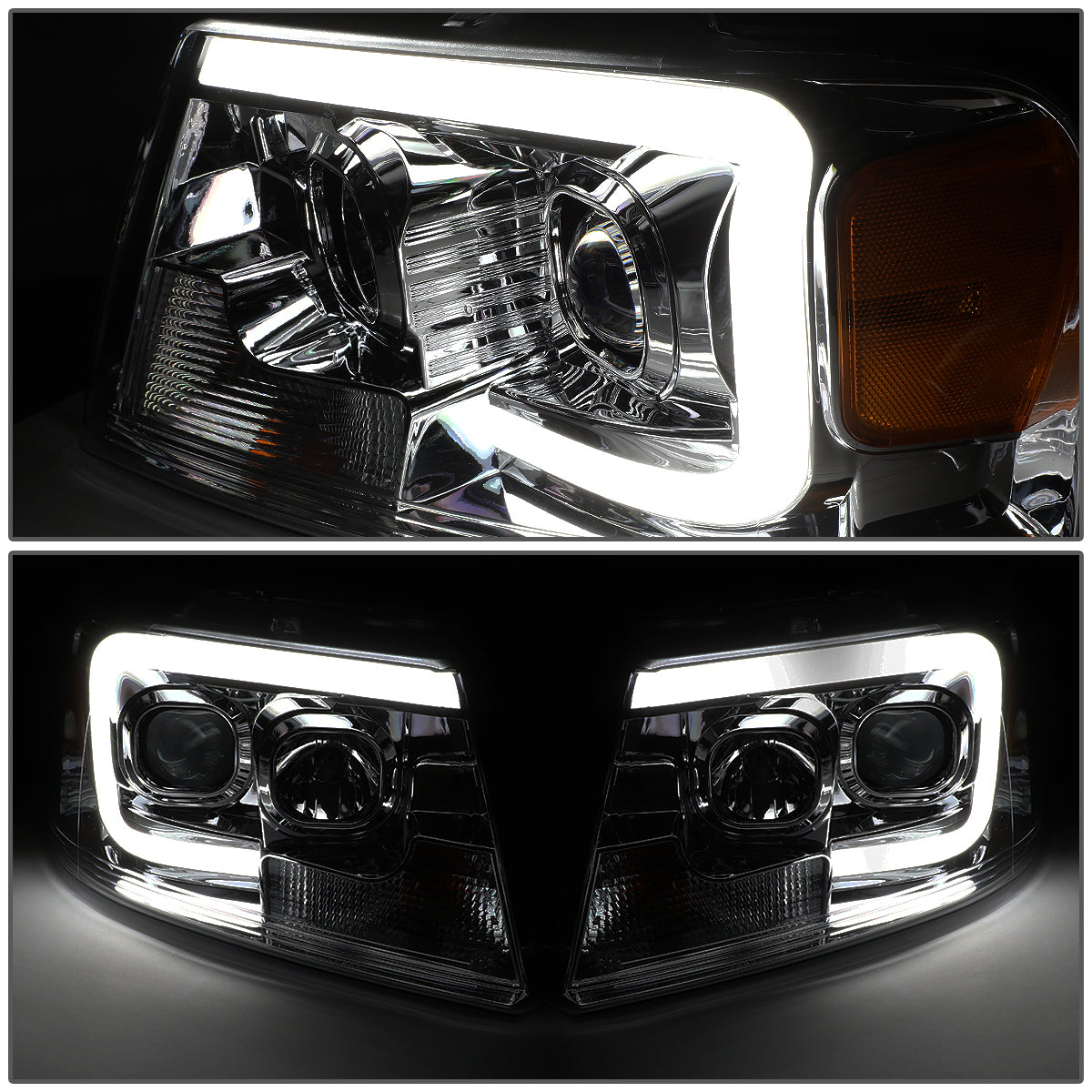 LED DRL Projector Headlights<br>04-08 Ford F-150, 06-08 Lincoln Mark LT