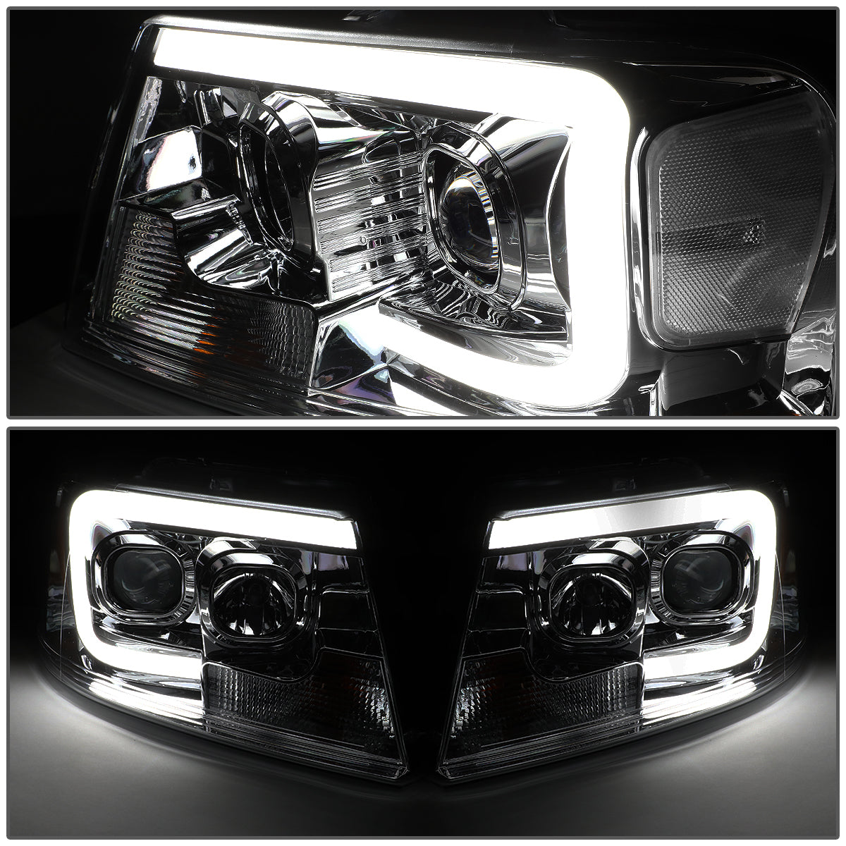 LED DRL Projector Headlights<br>04-08 Ford F-150, 06-08 Lincoln Mark LT