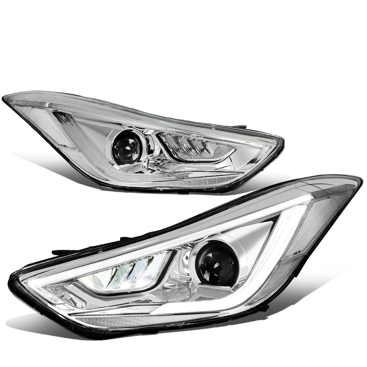 LED DRL Projector Headlights<br>11-13 Hyundai Elantra