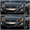 LED DRL Projector Headlights<br>11-13 Hyundai Elantra