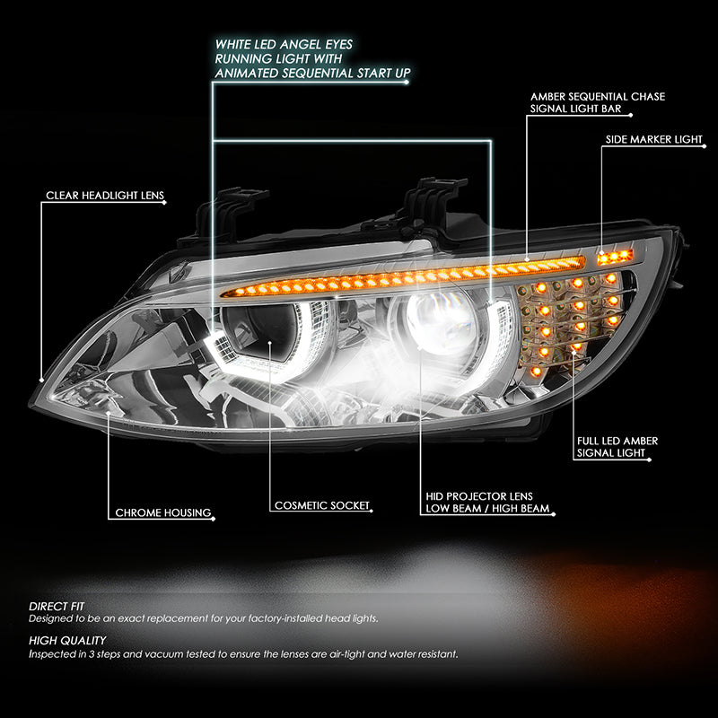 LED DRL Sequential Projector Headlights<br>07-10 BMW 328i 335i / Xi / xDrive