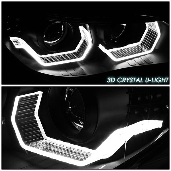 LED DRL U-Halo Projector Headlights<br>04-07 BMW 525i 530i, 06-07 525Xi 530Xi 550i