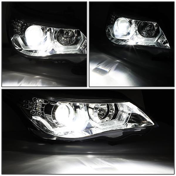 LED DRL U-Halo Projector Headlights<br>04-07 BMW 525i 530i, 06-07 525Xi 530Xi 550i