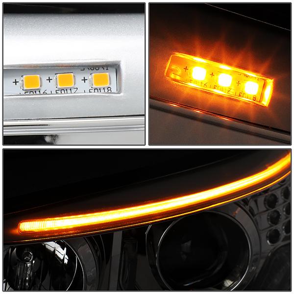 LED DRL U-Halo Projector Headlights<br>04-07 BMW 525i 530i, 06-07 525Xi 530Xi 550i