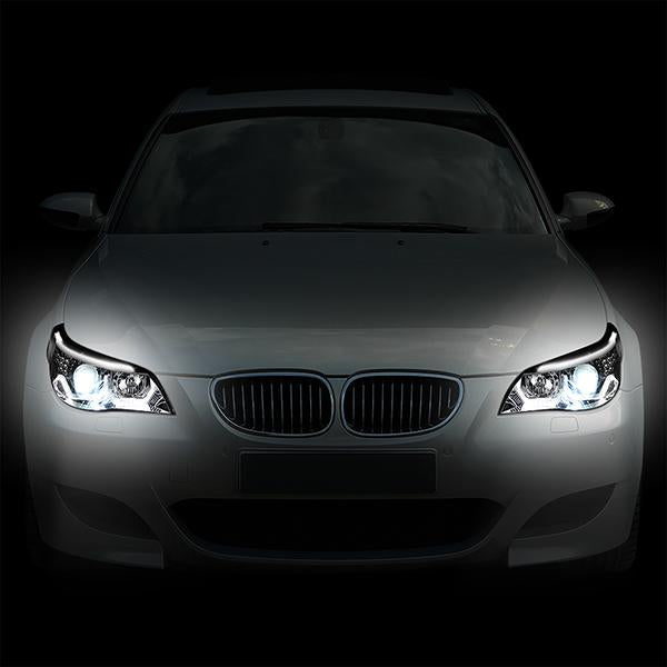 LED DRL U-Halo Sequential Projector Headlights<br>04-07 BMW 525i 530i, 06-07 525Xi 530Xi 550i