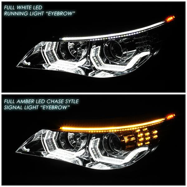 LED DRL U-Halo Sequential Projector Headlights<br>04-07 BMW 525i 530i, 06-07 525Xi 530Xi 550i