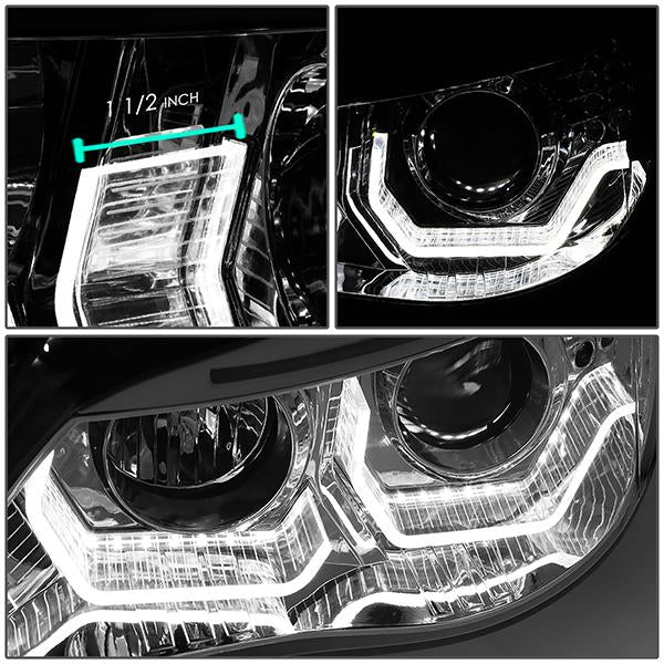 LED DRL U-Halo Sequential Projector Headlights<br>04-07 BMW 525i 530i, 06-07 525Xi 530Xi 550i