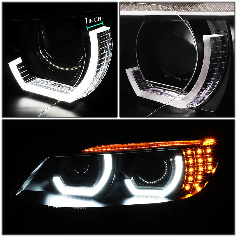 LED DRL U-Halo Sequential Projector Headlights<br>07-10 BMW 328i 335i / Xi / xDrive