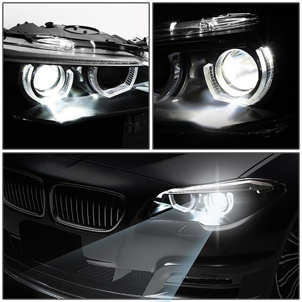 LED DRL U-Halo Sequential Projector Headlights<br>11-13 BMW 528i 535i 550i / xDrive