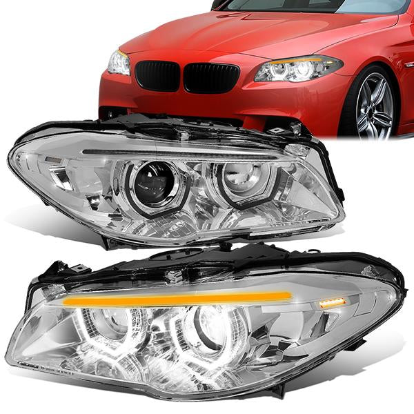 LED DRL U-Halo Sequential Projector Headlights<br>11-13 BMW 528i 535i 550i / xDrive