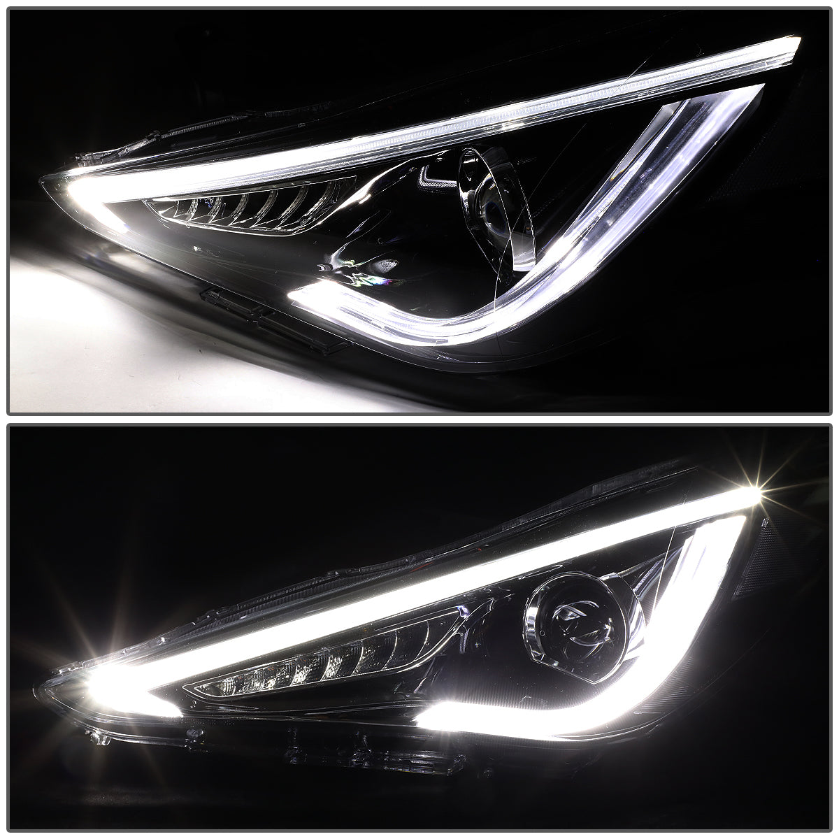 LED DRL Sequential Projector Headlights<br>11-14 Hyundai Sonata