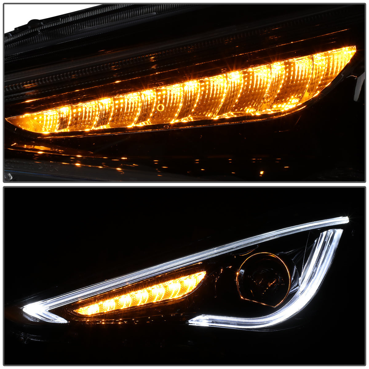 LED DRL Sequential Projector Headlights<br>11-14 Hyundai Sonata