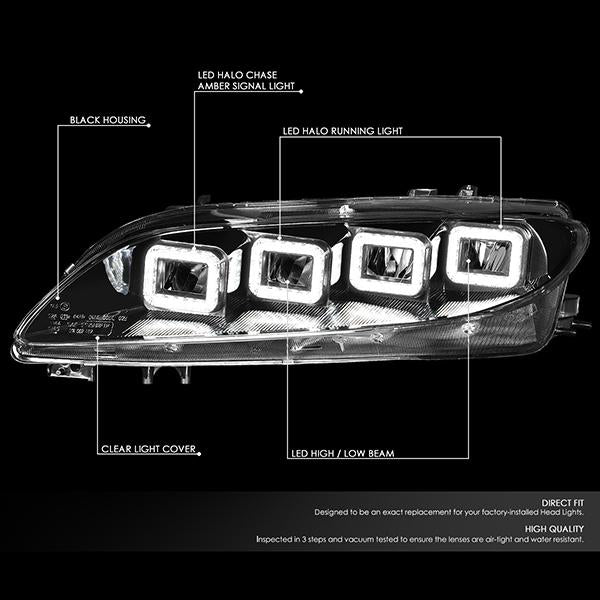 LED DRL Halo Sequential Headlights<br>03-05 Mazda 6