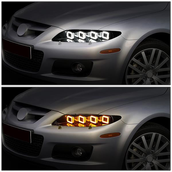 LED DRL Halo Sequential Headlights<br>03-05 Mazda 6