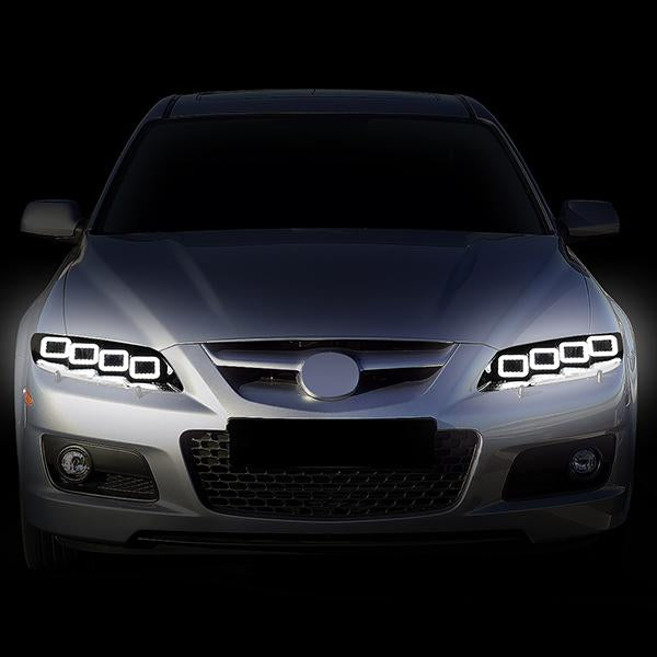 LED DRL Halo Sequential Headlights<br>03-05 Mazda 6