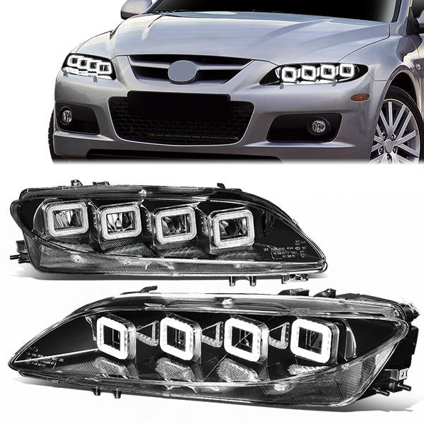 LED DRL Halo Sequential Headlights<br>03-05 Mazda 6