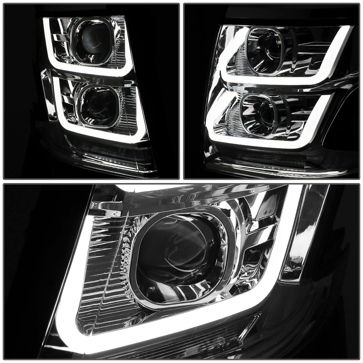 LED DRL Projector Headlights<br>15-20 Chevy Tahoe Suburban, 16-19 Suburban 3500HD