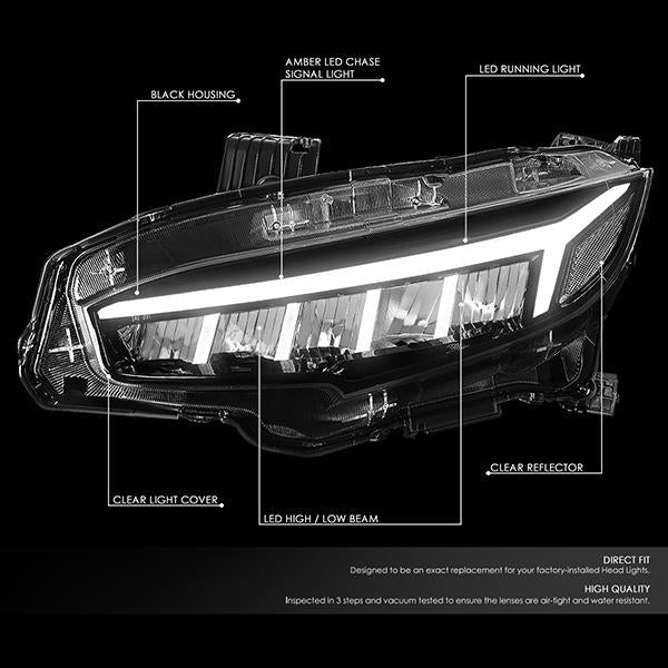 LED DRL Sequential Headlights<br>16-18 Honda Civic