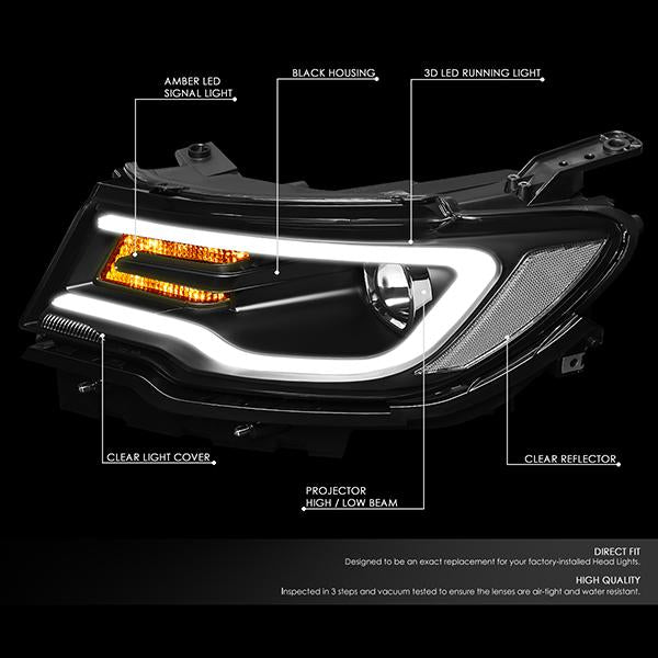 LED DRL Projector Headlights<br>17-21 Jeep Compass MP