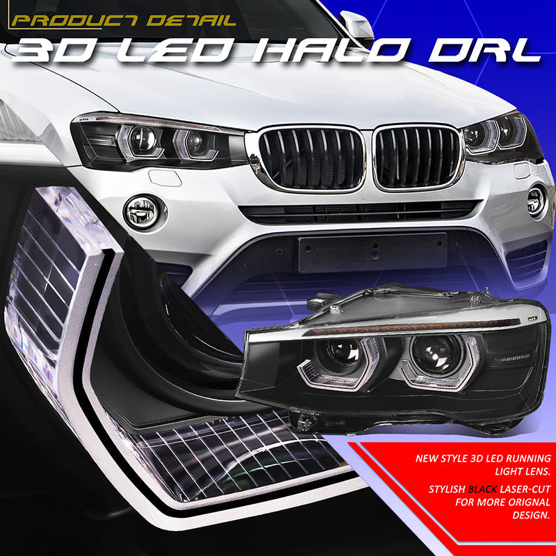 LED DRL Halo Sequential Projector Headlights <br>15-18 BMW X3 / X4