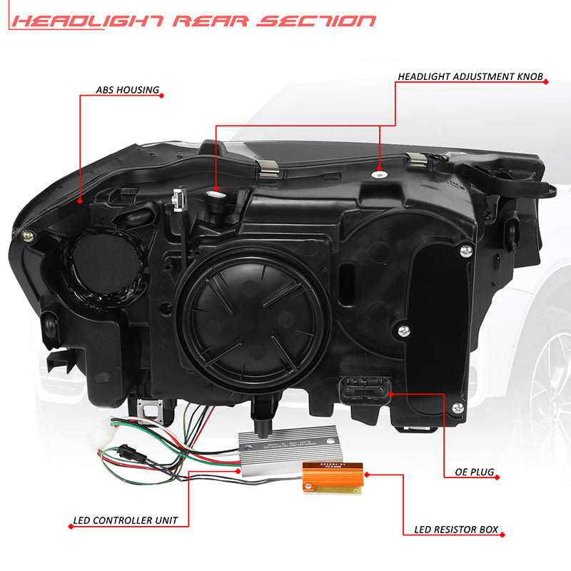 LED DRL Halo Sequential Projector Headlights <br>15-18 BMW X3 / X4