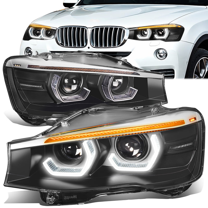 LED DRL Halo Sequential Projector Headlights <br>15-18 BMW X3 / X4