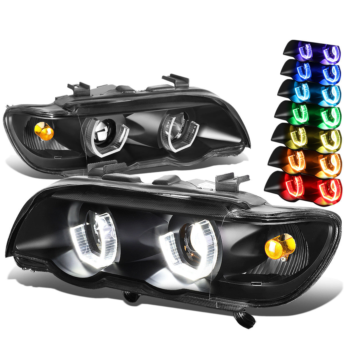 LED DRL Halo Projector Headlights<br>00-03 BMW X5