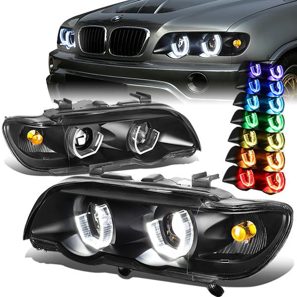 LED DRL Halo Projector Headlights<br>00-03 BMW X5