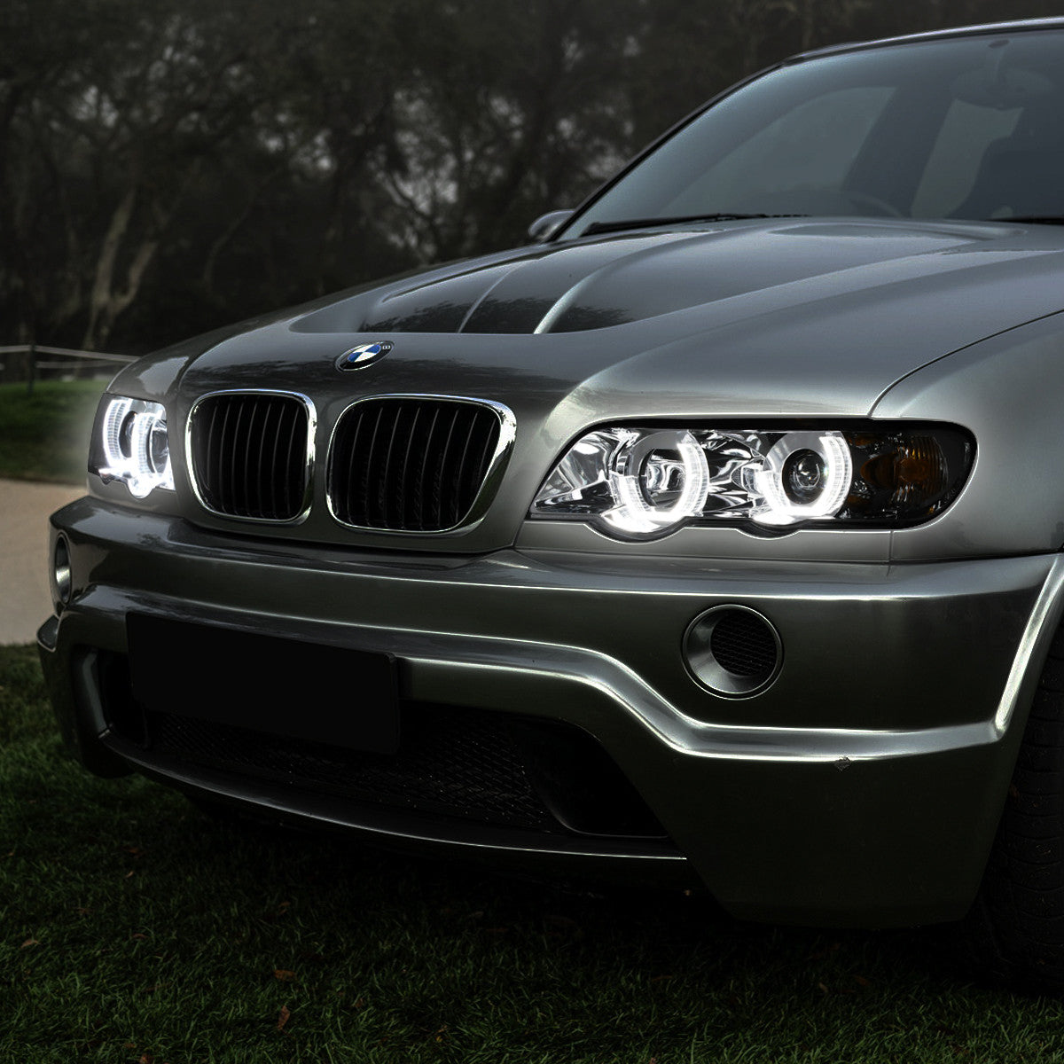 LED DRL Halo Projector Headlights<br>00-03 BMW X5