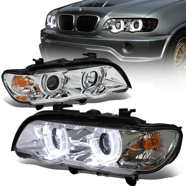 LED DRL Halo Projector Headlights<br>00-03 BMW X5