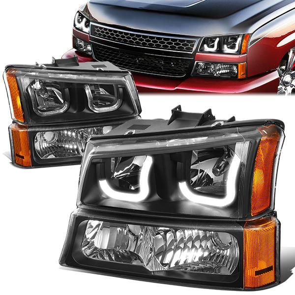 LED DRL Halo Headlights<br>03-06 Chevy Avalanche Silverado 1500-3500