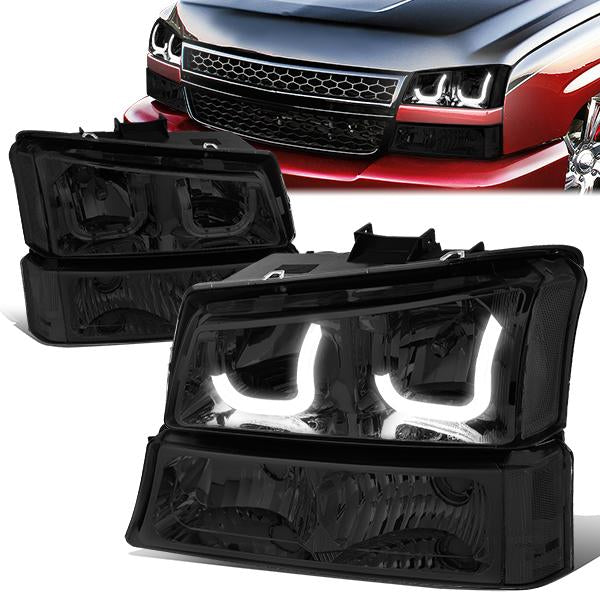 LED DRL Halo Headlights<br>03-06 Chevy Avalanche Silverado 1500-3500