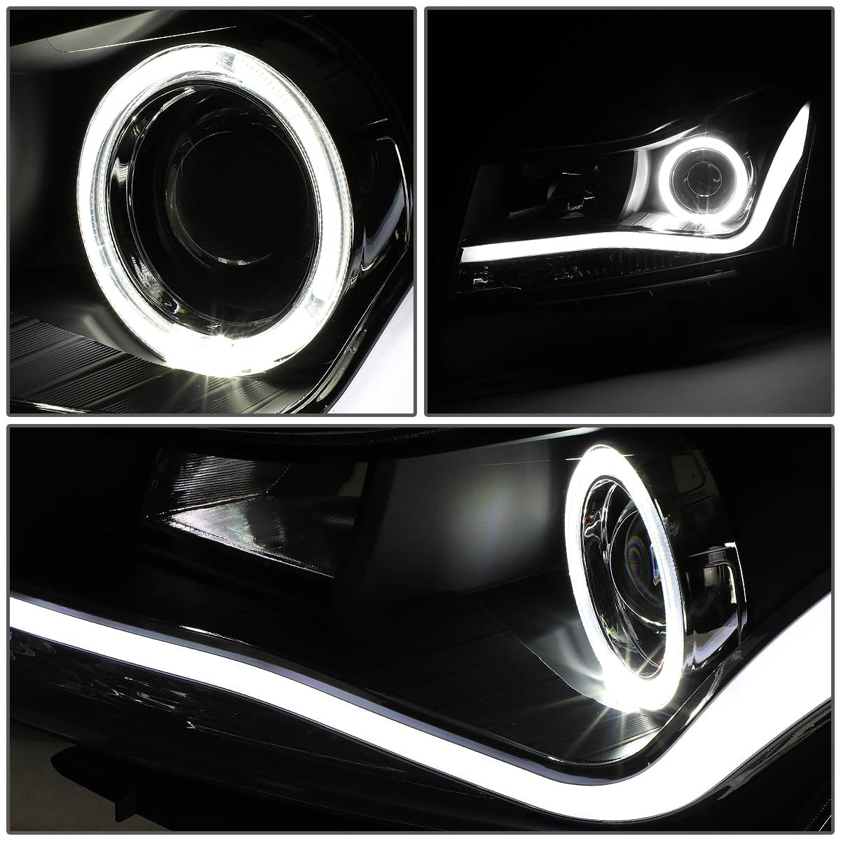 LED DRL Halo Projector Headlights<br>11-15 Chevy Cruze