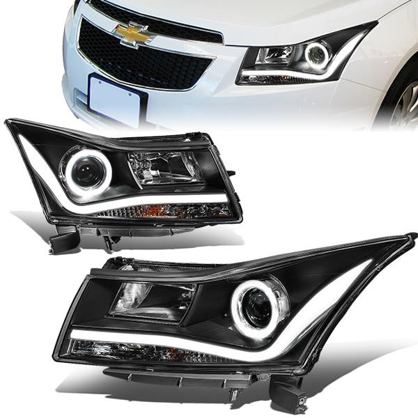 LED DRL Halo Projector Headlights<br>11-15 Chevy Cruze