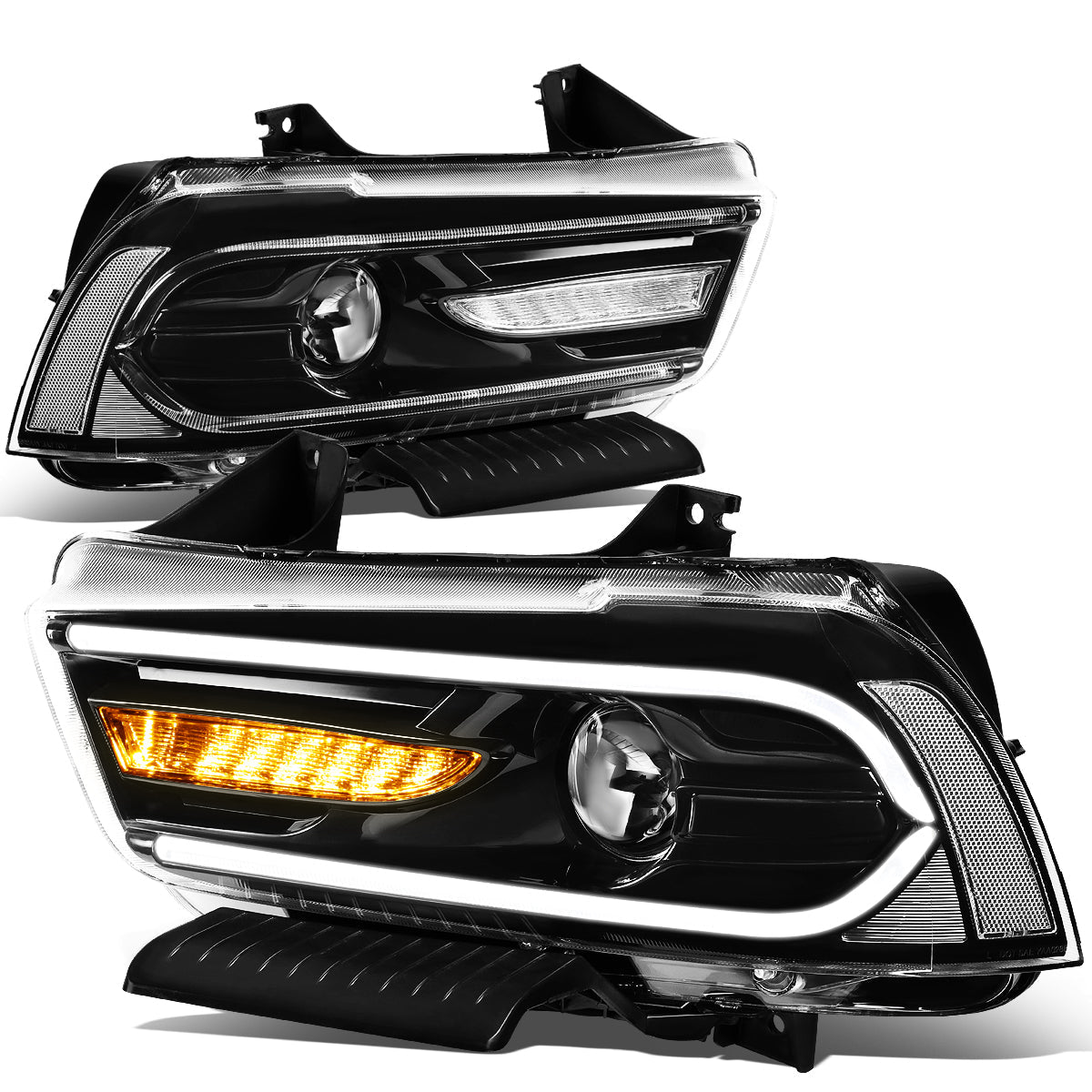 LED DRL Sequential Projector Headlights<br>11-14 Dodge Charger